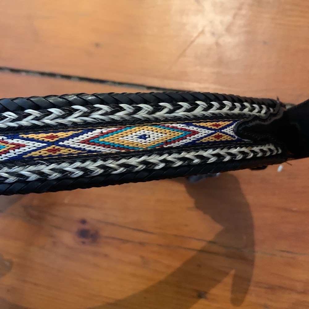 Vintage Tony Lama Leather & Silver Needlework Belt - Picture 3 of 8